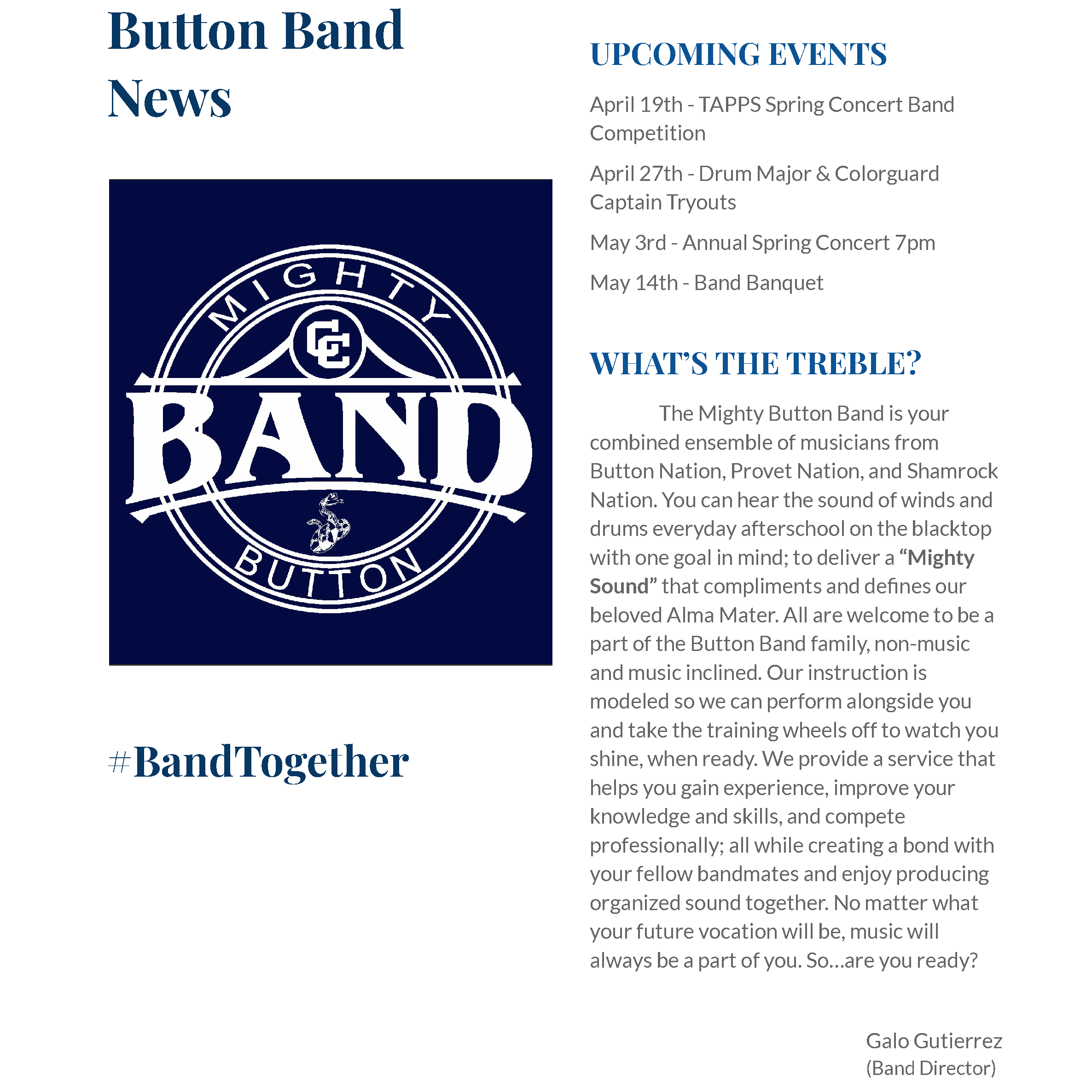 Button Band News - April 7